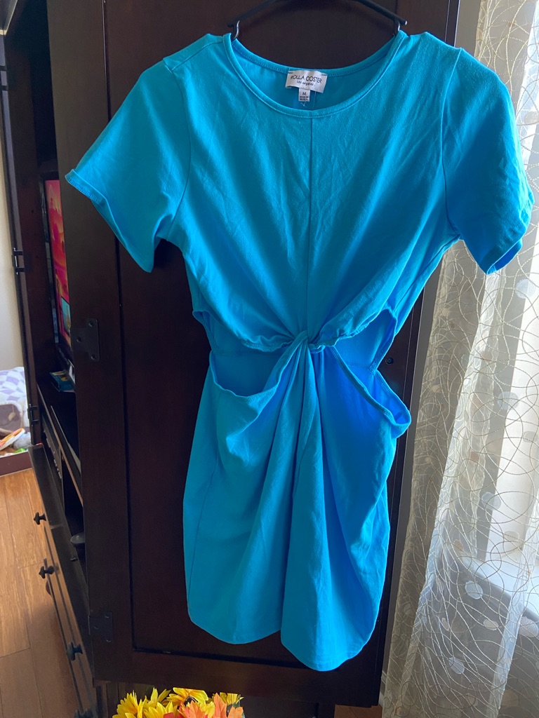 Rolla Coster Bright Turquoise Short Sleeve Dress With Front Seam